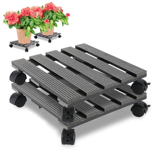 Monucep Pflanzenroller 2er Set 30x30CM, Blumenroller Tragkraft 80 KG, mit feststellbaren Rollen, Schwere Blumentopf Gefäßroller für den Innen- und Außenbereich, Grau Monucep Pflanzenroller 2er Set 30x30CM, Blumenroller Tragkraft 80 KG, mit feststellbaren Rollen, Schwere Blumentopf Gefäßroller für den Innen- und Außenbereich, Grau von Monucep