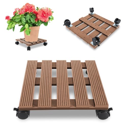 Monucep Pflanzenroller 30x30CM, Blumenroller Tragkraft 80 KG, mit feststellbaren Rollen, Schwere Blumentopf Gefäßroller für den Innen- und Außenbereich, braun Monucep Pflanzenroller 30x30CM, Blumenroller Tragkraft 80 KG, mit feststellbaren Rollen, Schwere Blumentopf Gefäßroller für den Innen- und Außenbereich, braun von Monucep