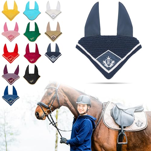 EQST Baumwolle Ohrenschützer für Pferde 2.0 | 2 Größen: Cob, Full | Pferde-Ohrenschützer, Fliegenhaube, Pferdehut für Pony, Pferde-Reiten (Cob, Marine) von Monumo