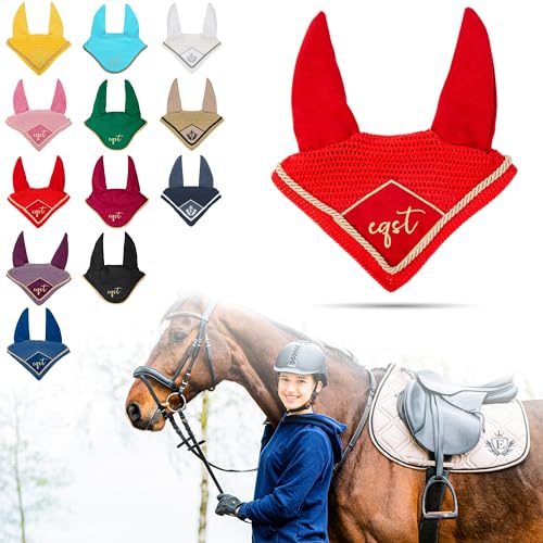 Monumo EQST Baumwolle Ohrenschützer für Pferde 2.0 | 2 Größen: Cob, Full | Pferde-Ohrenschützer, Fliegenhaube, Pferdehut für Pony, Pferde-Reiten (Cob, Rot) von Monumo