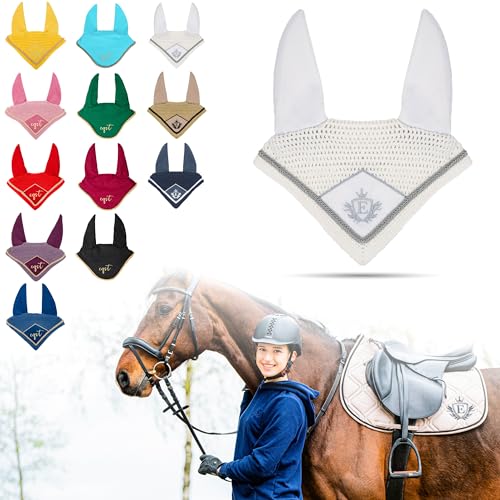 Monumo EQST Baumwolle Ohrenschützer für Pferde 2.0 | 2 Größen: Cob, Full | Pferde-Ohrenschützer, Fliegenhaube, Pferdehut für Pony, Pferde-Reiten (Cob, Weiß) von Monumo