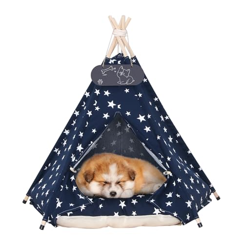 Mooipet Haustier Tipi Zelt für Hunde & Katzen Hundebett mit Dickem Kissen Welpen Spielhaus Abnehmbar und Waschbar Mooipet Haustier Tipi Zelt für Hunde & Katzen Hundebett mit Dickem Kissen Welpen Spielhaus Abnehmbar und Waschbar von Mooipet