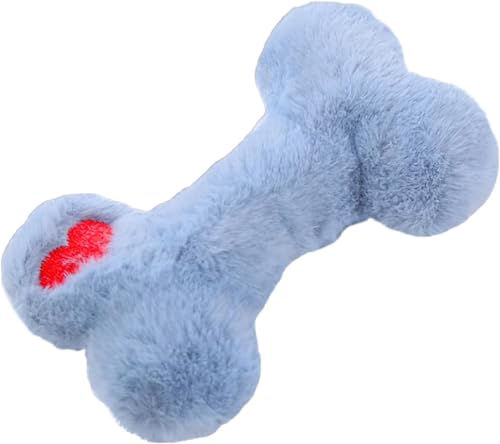 Knochen Quietschspielzeug für mittelgroße und kleine Hunde, Plüschtiere für Welpen, weiche Baumwolle gefülltes Kauspielzeug, Anreicherung Spielzeug für Hunde (Blau) von Mooipur
