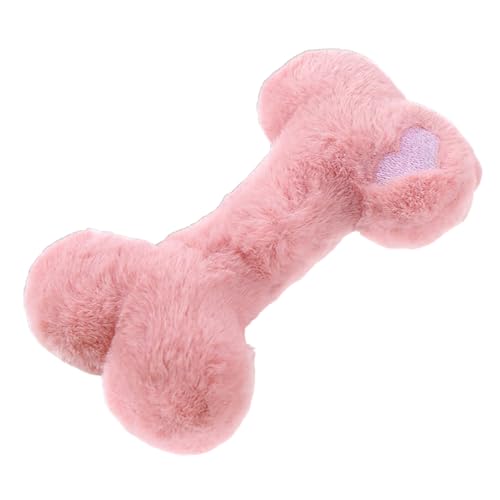 Knochen Quietschspielzeug für mittelgroße und kleine Hunde, Plüschtiere für Welpen, weiche Baumwolle gefülltes Kauspielzeug, Anreicherung Spielzeug für Hunde (Rosa) von Mooipur