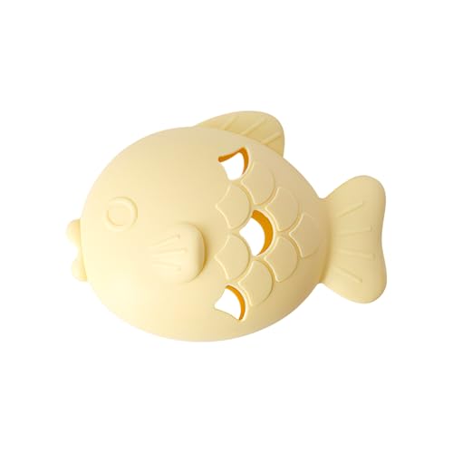 Mooipur Fish Cat Beißspielzeug, lebensmittelechtes Silikon, Leckerli-Dosierspielzeug für Katze und Hund, Zahnpflege, Kauen (Gelb) von Mooipur