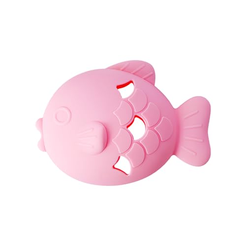 Mooipur Fish Cat Beißspielzeug, lebensmittelechtes Silikon, Leckerli-Dosierspielzeug für Katze und Hund, Zahnpflege, Kauen (Rosa) von Mooipur