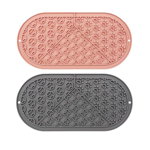 Ovale Haustier-Leckmatte mit Saugnäpfen für Hunde und Katzen, lebensmittelechtes Silikon, langsames Füttern, Puzzle-Spielzeug, rutschfeste Hunde-Leckerli-Matte für Angst und Langeweile (Rosa + Grau) Ovale Haustier-Leckmatte mit Saugnäpfen für Hunde und Katzen, lebensmittelechtes Silikon, langsames Füttern, Puzzle-Spielzeug, rutschfeste Hunde-Leckerli-Matte für Angst und Langeweile (Rosa + Grau) von Mooipur