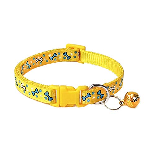 Moonbaby Niedliche Cartoon-Haustierhalsbänder Verstellbare Halskette mit Glockenhalsband B Gelb S von Moonbaby