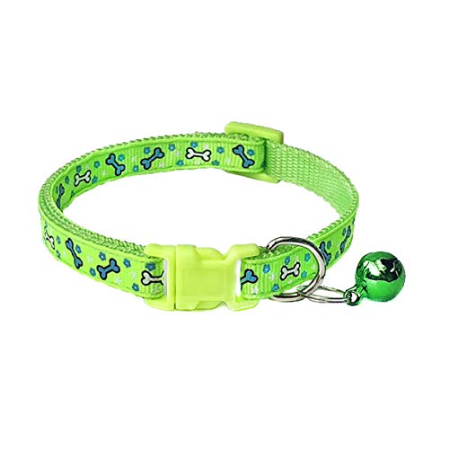Moonbaby Niedliche Cartoon-Haustierhalsbänder Verstellbare Halskette mit Glockenhalsband B Grün S von Moonbaby