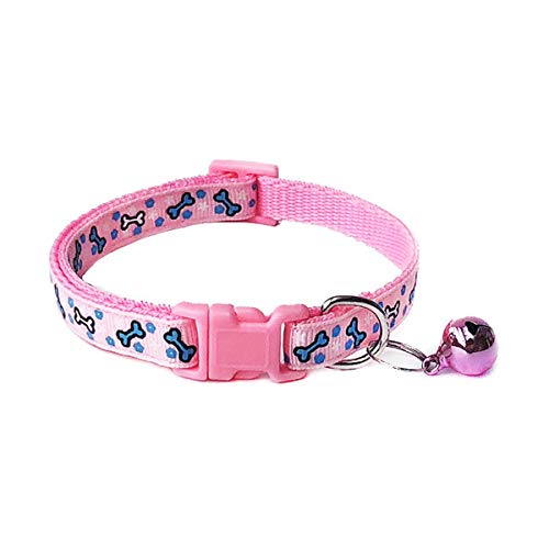 Moonbaby Niedliche Cartoon-Haustierhalsbänder Verstellbare Halskette mit Glockenhalsband B Pink S von Moonbaby