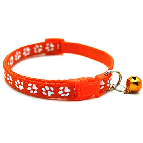 Moonbaby Pet Dog Cat Collar Verstellbare Schnallen mit Bell Pet Supplies Zubehör für kleine Hunde Orange von Moonbaby