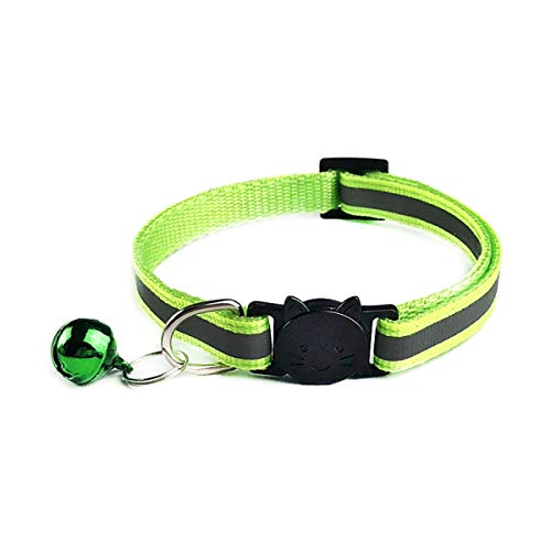 Moonbaby Verstellbare Nylon Hundehalsbänder mit Glocken für kleine Hunde Katzenhalsbänder Tierbedarf Leuchtendes Grün von Moonbaby