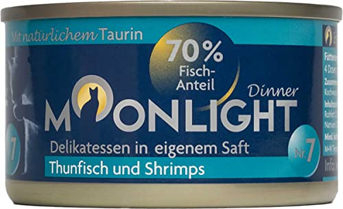 Moonlight Premium Nassfutter Katze Nr. 7 – 80g Dose – Getreidefrei mit Thunfisch und Shrimps – Feines Filetfutter im eigenen Saft – Hochwertiges Katzenfutter für Feinschmecker von Moonlight-Dinner