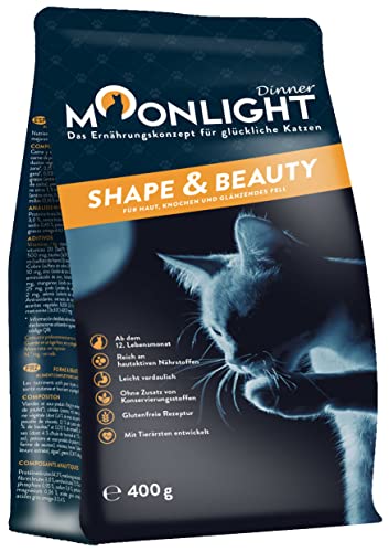 Moonlight Premium Trockenfutter für Katzen | Made in Germany | glutenfreie Rezeptur | ohne Zuckerzusätze (Shape & Beauty 400g) von Moonlight-Dinner