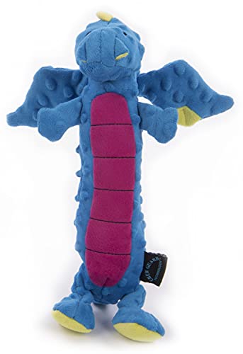 Moonmoon goDog Bubble Plush Skinny Dragons Squeaky Plush Dog Toy, Chew Guard Technology - Blue, Large von goDog