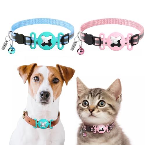 Moonorange Airtag-Katzenhalsband, mit Glöckchen und ID-Tags, reflektierende Halsbänder mit Airtag-Halter für Katzen und Welpen, verstellbar, 17,8 cm - 30,8 cm, 1,1 cm in der Breite und leicht (rosa + Moonorange Airtag-Katzenhalsband, mit Glöckchen und ID-Tags, reflektierende Halsbänder mit Airtag-Halter für Katzen und Welpen, verstellbar, 17,8 cm - 30,8 cm, 1,1 cm in der Breite und leicht (rosa + von Moonorange