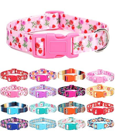 Moonpet Hundehalsband für Welpen, Größe XS, S, M, L, Uni, niedliches Design, für Jungen und Mädchen, weich, verstellbar, Bohemia, ausgefallenes Blumenmuster, Herz-Rose, Größe L Moonpet Hundehalsband für Welpen, Größe XS, S, M, L, Uni, niedliches Design, für Jungen und Mädchen, weich, verstellbar, Bohemia, ausgefallenes Blumenmuster, Herz-Rose, Größe L von Moonpet