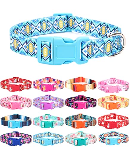 Moonpet Hundehalsband für Welpen, Größe XS, S, M, L, Unisex, niedliches Design, für Jungen und Mädchen, weich, verstellbar, Bohemia, ausgefallenes Blumenmuster, blaues Gittermuster, Größe L Moonpet Hundehalsband für Welpen, Größe XS, S, M, L, Unisex, niedliches Design, für Jungen und Mädchen, weich, verstellbar, Bohemia, ausgefallenes Blumenmuster, blaues Gittermuster, Größe L von Moonpet