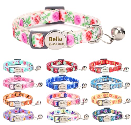 Moonpet Personalisiertes Katzenhalsband mit Namen und Telefonnummer, Katzenhalsband mit Sicherheitsverschluss und glöckchen-Herz Rose Moonpet Personalisiertes Katzenhalsband mit Namen und Telefonnummer, Katzenhalsband mit Sicherheitsverschluss und glöckchen-Herz Rose von Moonpet
