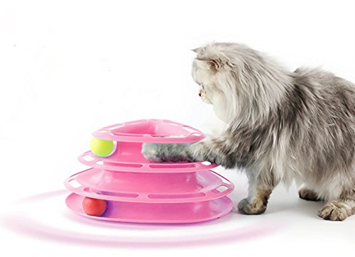Moonpet Tower of Tracks Interaktive Ball Katzen Spielzeug, Anti-Rutsch, Übungsspiel, Gesunder Lebensstil - Vergnügungspark für eine oder mehrere Katzen - Rosa von Moonpet