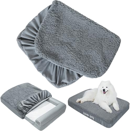 Hundebett-Bezüge, weicher Plüsch-Ersatz, waschbar, wasserdicht, für Hunde/Katzen, Grau, Haustierbettbezug, 91,4 x 68,9 cm, nur Bezug Hundebett-Bezüge, weicher Plüsch-Ersatz, waschbar, wasserdicht, für Hunde/Katzen, Grau, Haustierbettbezug, 91,4 x 68,9 cm, nur Bezug von Moonsea