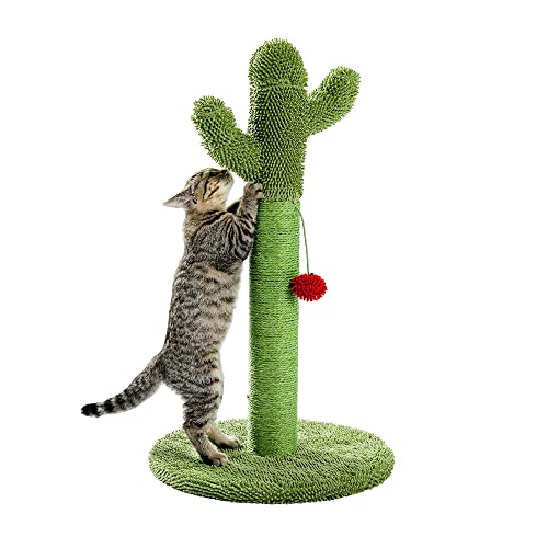 Moonshuttle Grüner Kaktus Kratzbaum mit roter Kugel für Katzen und Kätzchen Weihnachtsbaum von Moonshuttle