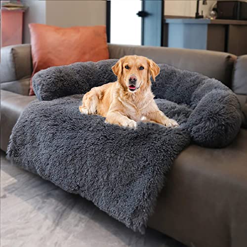 MoonxHome Plüsch-Hundebett mit Schaumstoff-Nackenpolster, Plüsch-Haustierbett und mehr für kleine Hunde und Katzen, Universal-Tiermöbelschutz, Schlafsofabezug, maschinenwaschbar dunkelgrau klein MoonxHome Plüsch-Hundebett mit Schaumstoff-Nackenpolster, Plüsch-Haustierbett und mehr für kleine Hunde und Katzen, Universal-Tiermöbelschutz, Schlafsofabezug, maschinenwaschbar dunkelgrau klein von MoonxHome