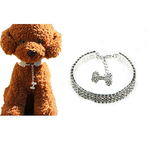 MoonyLi Hundehalsband, Bling Strass Schmuck Halskette Halsbänder Für kleine Hunde/Welpen Katze Halsband 2# L von LUMoony