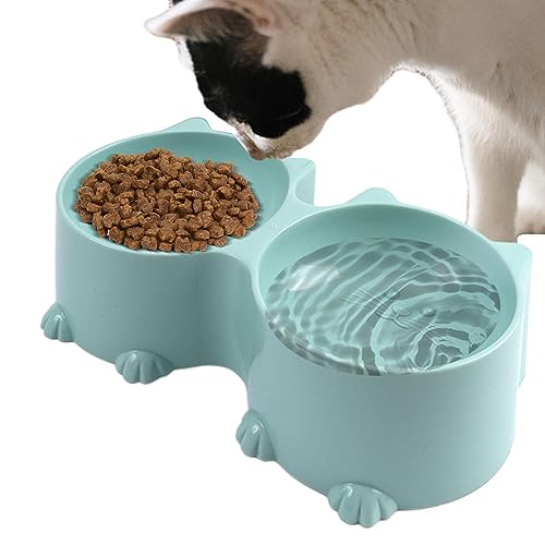 Moonyan Erhöhte Katzennäpfe für Futter und Wasser,Katzen-Design, geneigtes, erhöhtes Wasser- und Futternapf-Set für Haustiere | Schützender Futternapf für Katzen, erhöhte Welpennäpfe für kleine Hunde von Moonyan