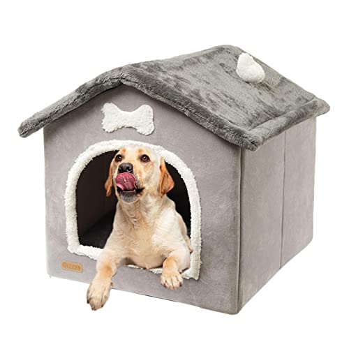 Moonyan Hundehütte Indoor - Faltbare geschlossene Hundehütte | Warmes und weiches Hundebett-Zelthaus mit abnehmbarem Kissen, warm im Winter, universell für Katzen und Hunde von Moonyan