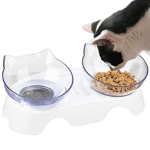 Moonyan Katzennäpfe erhöht - Katzenfutternapf in Lebensmittelqualität, Katzenform, transparent,Hochtemperaturbeständiger, sicherer Katzennapf für Haustiere, für Zuhause und Wohnzimmer von Moonyan
