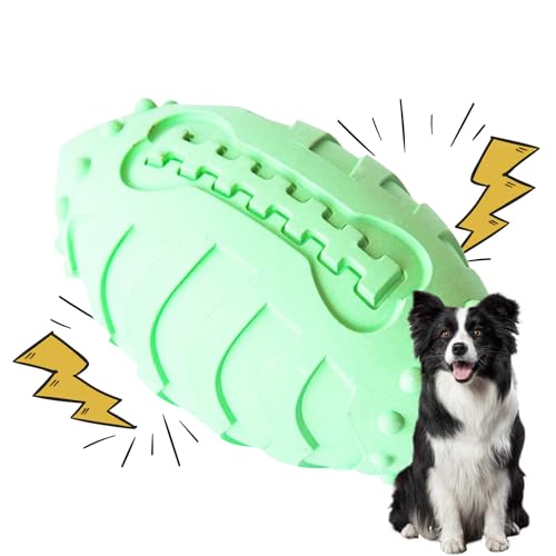 Moonyan Kauspielzeug für Hunde, Quietschender Gummi-Kaufußball, Robuste, robuste, leicht zu reinigende Kaubälle für Welpen für Aggressive Kauer von Moonyan