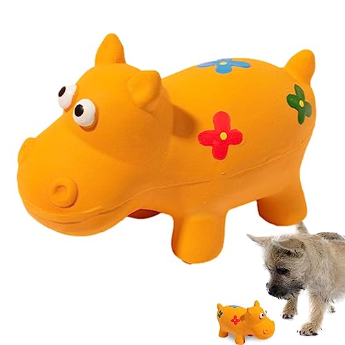 Moonyan Quietschspielzeug für kleine Hunde - Süßes Nilpferd aus Latex, weiches, interaktives Kauspielzeug | Kauspielzeug für Welpen, interaktiv, Zahnen, Indoor-Spiel für kleine bis mittelgroße Hunde von Moonyan