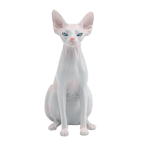Moonyan Süßes haarloses Katzenmodell | Sphinx Katze Tiere Figur Spielzeug Hochsimulation Lebendiges haarloses Katzenspielzeug - 3,74 * 3,54 * 1,57 Zoll Mini-Haustier-Katzenfiguren-Spielzeug für Büros von Moonyan