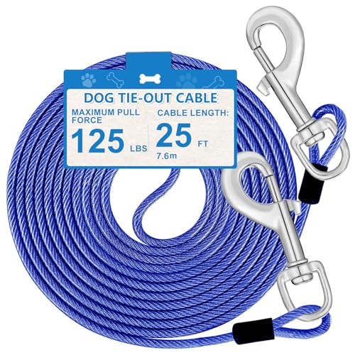 7,6 m langes Hundeleinenkabel, robustes Auslaufkabel für große Hunde bis zu 56,7 kg Zugkraft, Hundeläufer für Hof, Outdoor und Camping, schwer, Blau 7,6 m langes Hundeleinenkabel, robustes Auslaufkabel für große Hunde bis zu 56,7 kg Zugkraft, Hundeläufer für Hof, Outdoor und Camping, schwer, Blau von MooonGem