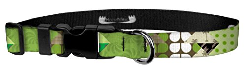 Moose Pet Wear Hundehalsband, Gemustert, verstellbar, 2,5 cm breit, Größe M, Grün von Moose Pet Wear