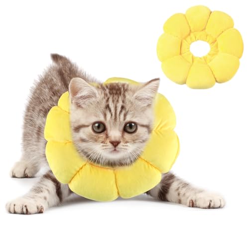 Moosono Halskrause Katze, Weich Halskrausen für Katzen, Einstellbarer Katzenkragen für Nach Operationen, Sonnenblume Katzen Halskrause für Kleine Hunde und Katzen (Gelb) Moosono Halskrause Katze, Weich Halskrausen für Katzen, Einstellbarer Katzenkragen für Nach Operationen, Sonnenblume Katzen Halskrause für Kleine Hunde und Katzen (Gelb) von Moosono