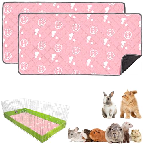 Mooydee Meerschweinchen-Bettwäsche – waschbare Meerschweinchen-Käfigeinlagen, wasserdicht, wiederverwendbar und rutschfest, super saugfähige Matten für kleine Tiere, Kaninchen, Hamster, Ratten (Rosa von Mooydee