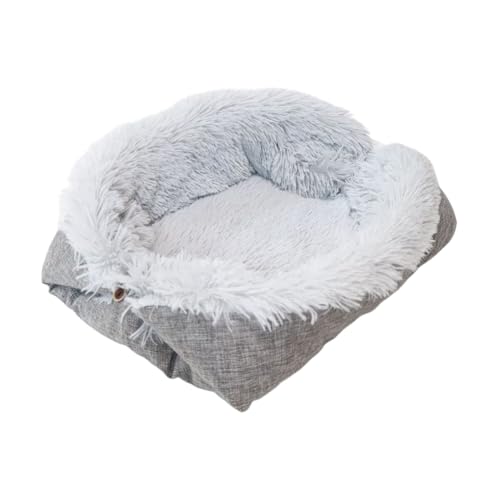 Mooyii 2in1 faltbares Plüsch Katzenbett, Hundebett, Hundekissen, Schlafplatz, Katzendecke, grau und lila (Grey) von Mooyii