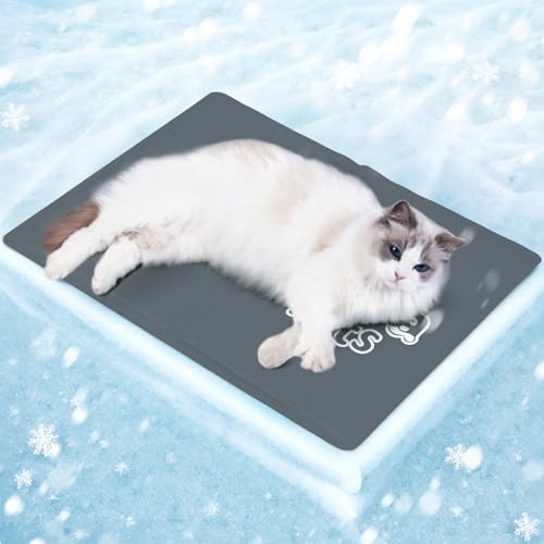 Mora Pets Kühlmatte Hund Kühldecke Hunde Katzen mit Ungiftiges Gel Hundekühlmatte Selbstkühlend Kratzfest Kühlkissen Kühlende Hundematte für Klein Haustiere Sommer-Grau S 50 x 40 cm von Mora Pets