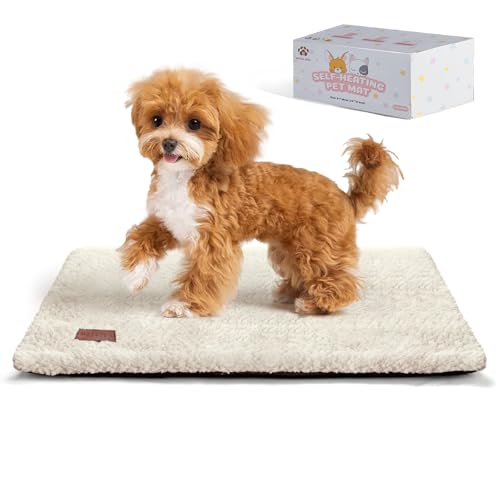 Mora Pets Selbstheizende Katzendecke Heizdecke für Katze Wärmedecke Selbstwärmend Decke Katze Heizmatte Geräuschlos Wärmekissen Waschbar Katzenbett Flauschig und Weich 74 x 48cm von Mora Pets