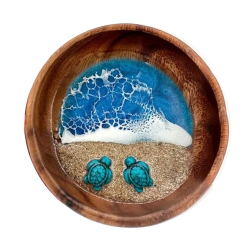 Handgefertigte Schalen aus Kunstharz mit realistischer Miniatur-Strand-Szene, Schildkröten, Muscheln, Seesternen, für Zuhause, Büro, Dekoration, kleine Harze, Aquarien, Tischdekoration von Morain