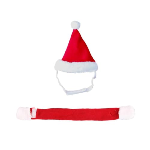 Weihnachts-Outfit für Hunde, Weihnachtsmannmütze und Schal, lustiges Kostüm, Urlaubsparty für Winterfeste, Haustier-Weihnachtsoutfits, Weihnachtsmütze für kleine Hunde von Morain