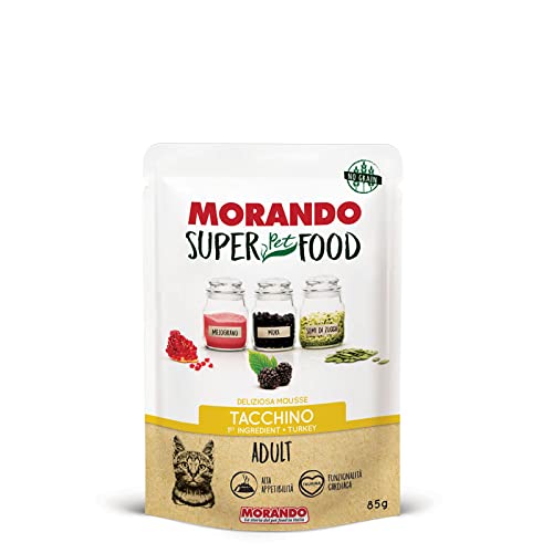 Morando Super Pet Food AdultMousse Nassfutter für Katzen (100% Made in Italy, Katzennassfutter, Hauptzutat: Truthahn, Nassfutter Katze, Portionsgröße: 85 g) von Morando