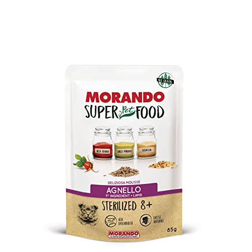Morando Super Pet Food Mousse Nassfutter für Katzen (STERILIZED, Katzennassfutter, 100% Made in Italy, Hauptzutat: Lammfleisch, Nassfutter Katze, Portionsgröße: 85 g) von SUPER pet FOOD