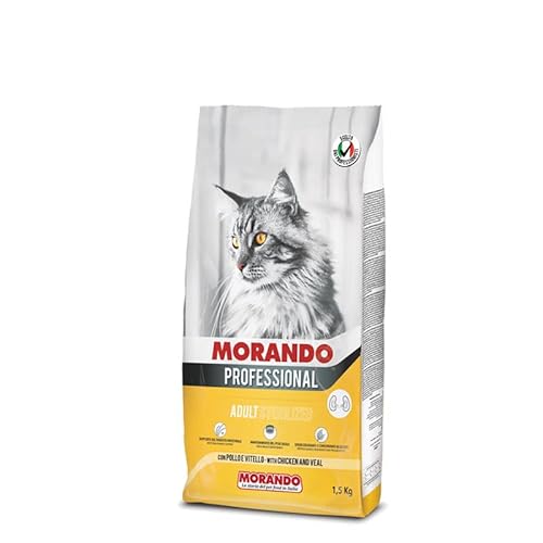 Morando Professional Pellets Trockenfutter für Katzen (STERILIZED, 100% Made in Italy, Hauptzutat: Huhn und Kalbfleisch, Katzentrockenfutter, Katzenleckerlies, Portionsgröße: 1,5 kg) von Morando