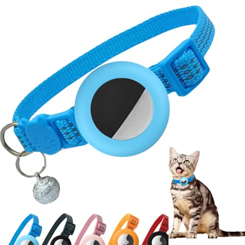 Morbuutii AirTag Katzenhalsband, reflektierendes Kätzchenhalsband mit Apple-Airtag-Halterung und Glocke für Mädchen, Jungen, Katzen, weich und leicht, Blau Morbuutii AirTag Katzenhalsband, reflektierendes Kätzchenhalsband mit Apple-Airtag-Halterung und Glocke für Mädchen, Jungen, Katzen, weich und leicht, Blau von Morbuutii