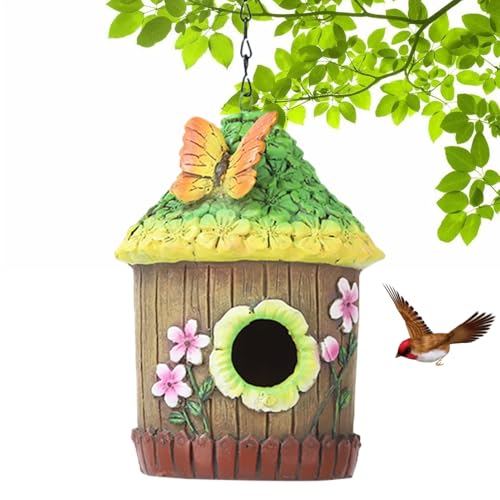 Moreeulsi Vogelhäuser für den Außenbereich – dekoratives hängbares Vogelzimmer | Kunstharz niedliche kleine Vogelhäuser Cottage für draußen im Freien Bluebird Finken Baum Garten Hof Dekoration Moreeulsi Vogelhäuser für den Außenbereich – dekoratives hängbares Vogelzimmer | Kunstharz niedliche kleine Vogelhäuser Cottage für draußen im Freien Bluebird Finken Baum Garten Hof Dekoration von Moreeulsi