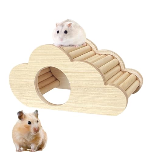 Moreeulsi Zwerghamster-Versteck,Hamster-Versteck aus Holz | Zwerghamsterkäfig aus Holz mit Kletterleiter | Gewölbte Plattformdekoration, hölzerner Höhlenspielplatz, Kauspielzeugnest für Chinchilla von Moreeulsi