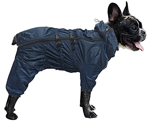 MOREZI Hunderegenmantel, hoher Kragen wasserdicht, Regenmantel-Set mit Reflexstreifen und Reißverschlüssen, für alle Hundetypen geeignet-Navy blau-XXL von Morezi